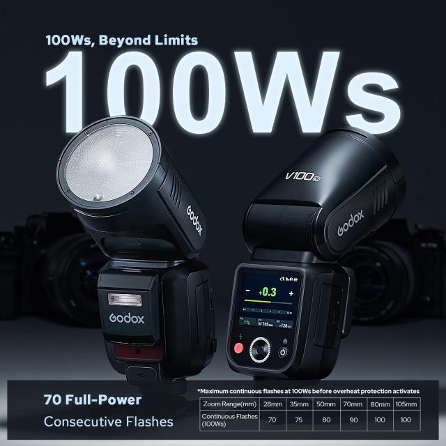 Godox V100C キヤノン用 カメラフラッシュ スピードライト タッチスクリーン 2.4G X ワイヤレス内蔵 HSS TTL フラッシュ 取り外し可能な