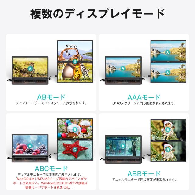 KEEPTIME デュアル モバイルモニター 18.5インチ ドライバー不要 2画面