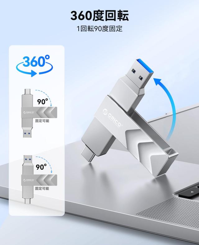 ORICO 外付け SSD 2TB USB3.2Gen2 読出最大1000MB/秒 USB Type-C ＆ USB Type-A デュアルドライブ ポータブル SSD - G202_5