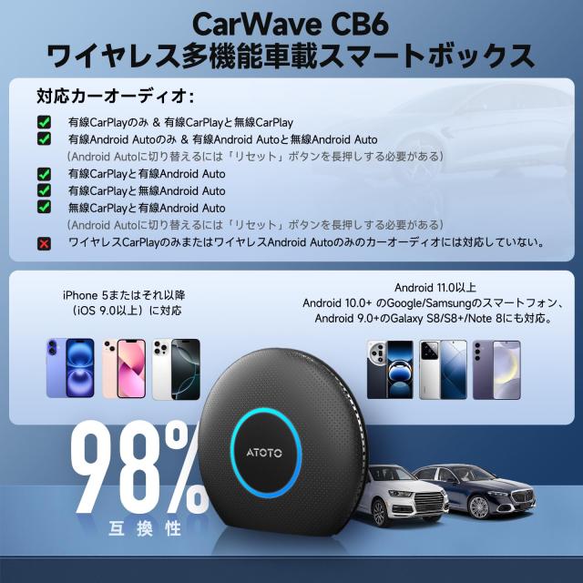 MYATOTO CarPlay Ai Box、純正ワイヤレスCarPlay/Android Auto