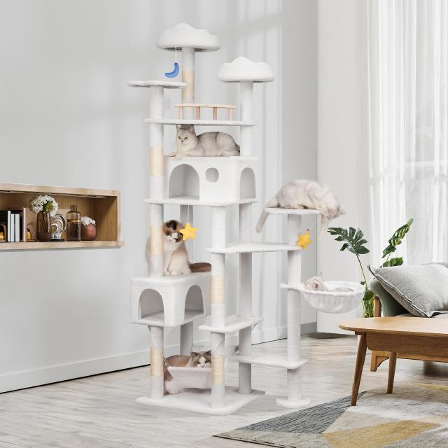 Meecal キャットタワー 大型猫用 猫タワー 多頭飼い 雲型い猫 ベッド