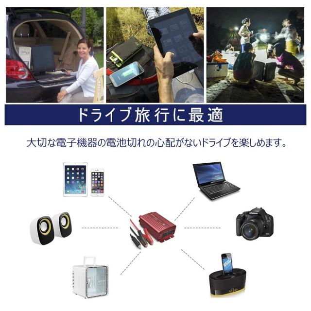 BESTEK インバーター シガーソケット コンセント 500W DC12VをAC100Vに