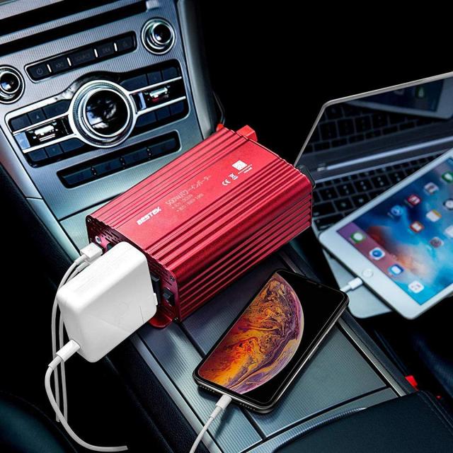 BESTEK インバーター シガーソケット コンセント 500W DC12VをAC100Vに変換 USB2ポート搭載 車載用インバーター 12V専用 A-MRI5010BU-RD_6