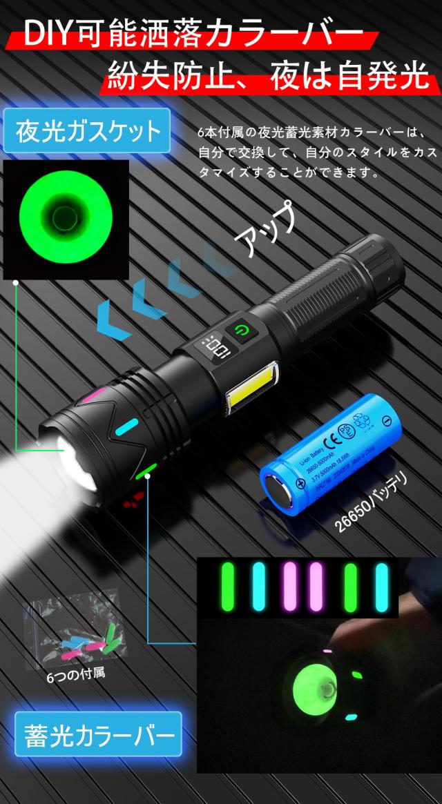 LED 懐中電灯【超高輝度・超遠距離照射】充電式 軍用 最強