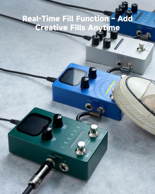 FLAMMA FF02 ドラムマシン ギターペダル - 121種類のドラムグルーブ、11の音楽ジャンル、タップテンポ、カスタマイズ可能なリズム、ライ
