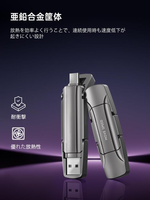 MOVE SPEED SSD 外付け 128/256/512/1TB/2TB スティック型 USB 3.2 Gen2 Type-A/Type-C両対応 金属筐体 Win/Mac PS5/PS4 iPhone15シリー_4