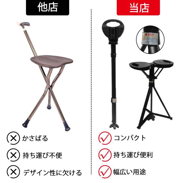 ALEVMOOM折りたたみ杖 ステッキチェア 椅子になる杖 座れるステッキ アウ ALEVMOOM折りたたみ杖 ステッキチェア 椅子になる杖 座れるステッキ