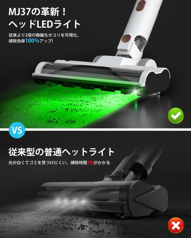 最新型 掃除機 コードレス 業界初LEDライト コードレス掃除機 サイクロン式