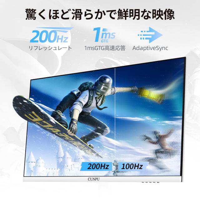 CUNPU 27インチ モニター 白 ホワイト ゲーミングモニター WQHD
