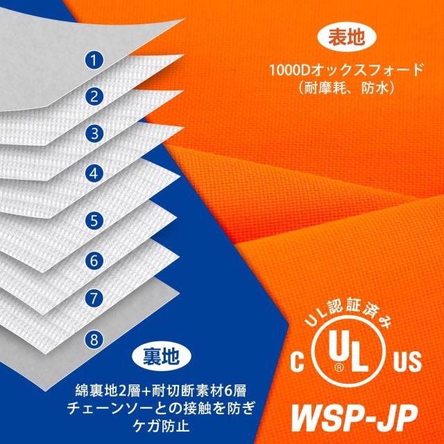 [WISEPRO] チェンソー作業用 チャップス 保護ズボン 切断防止 6層防護素材 ウエスト調整可能 オックスフォード生地 ケガ防止 エプロン型_4