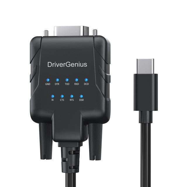 DriverGenius SerialPulseX シリーズ USB-C - RS232 シリアル 変換アダプタ｜Serialコンバーターケーブル｜9 x データ監視 LED 付き｜Win_1