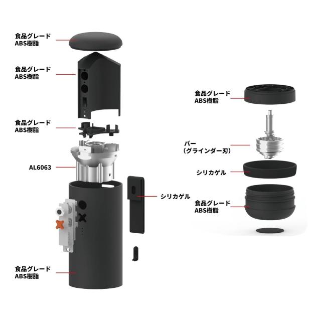 Nuttii OX Lite ブランド電動バーコーヒーグラインダー ？ 静音、ミニ、USB充電式、錐バーミル 20種類のグラインド設定 エス