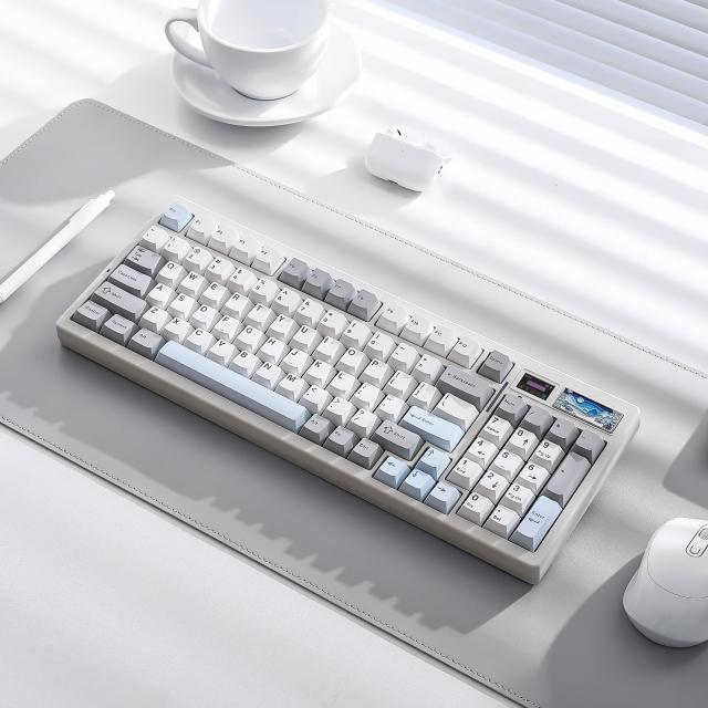 YUNZII IF99 96%レイアウト ワイヤレス ゲーミングキーボード メカニカル bluetooth/2.4G/有線 LCDスクリーン QMK/VIAプログラマブル ガ_8