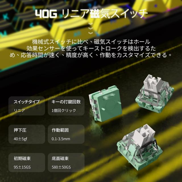ATTACK SHARK X65PROHE ラピッドトリガー ゲーミングキーボード ワイヤレス 8kポーリングレート RT 0.01mm対応 8000Hz対応 2.4G/Bluetoot_4