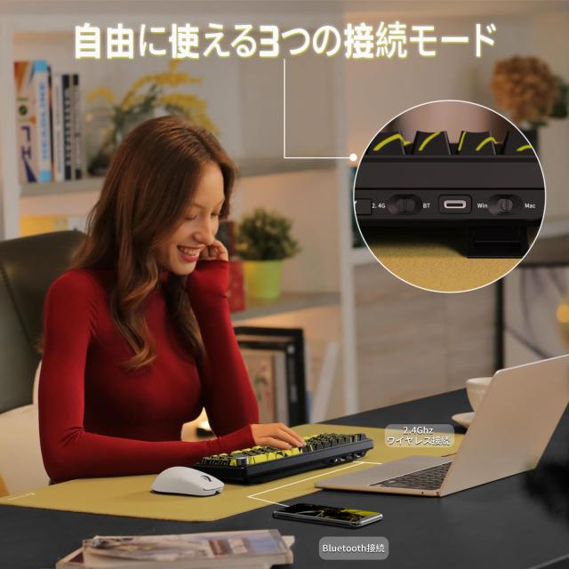 ATTACK SHARK X65PROHE ラピッドトリガー ゲーミングキーボード ワイヤレス 8kポーリングレート RT 0.01mm対応 8000Hz対応 2.4G/Bluetoot_7