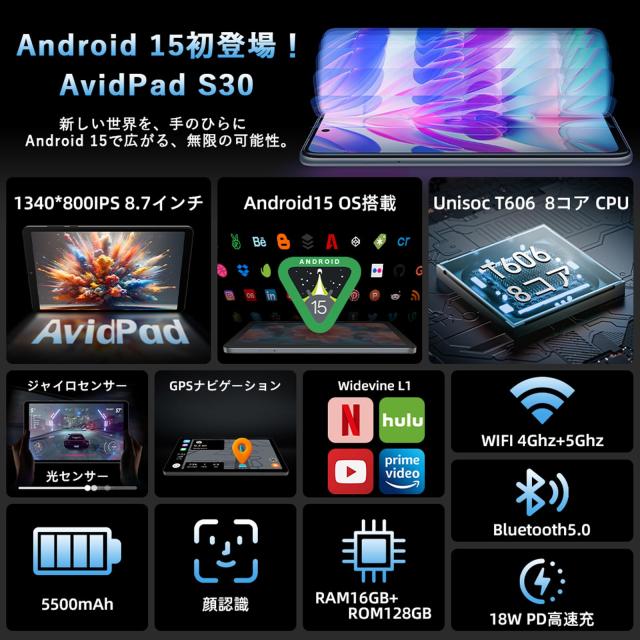Android 15タブレット 8インチ】 simフリー タブレット8コアCPU WIFI