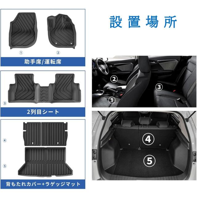 LUCKEASY ホンダ WR-V WRV 専用 3Dフロアマット+背もたれカバー+
