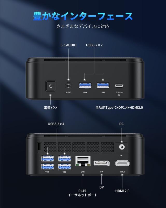 2025新版】 NIPOGI ミニpc AMD Ryzen 5 7430U (6C/12T最大4.30GHz) ミニpc