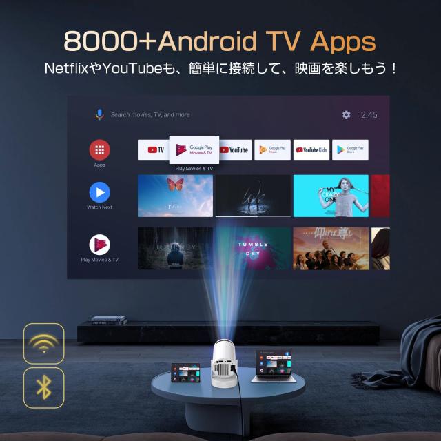 Boleve プロジェクター 家庭用 【2025最新Android TV搭載＆270°回転
