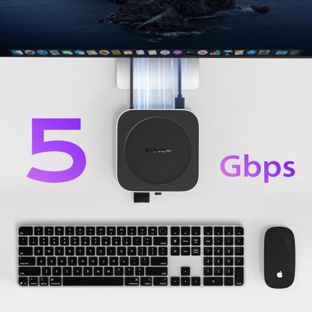 Stouchi Mac Mini M4 ドッキングステーション USB-Cハブ 6-in-1 USB-A