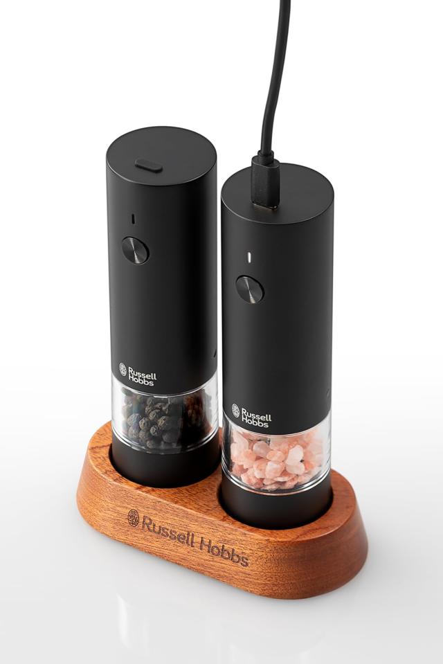 ラッセルホブス 電動ミル 充電式 ソルト＆ペッパー 岩塩 胡椒 スパイス 粗さ調節可能 ミニ 2本セット ブラック 7942JP-BK_6