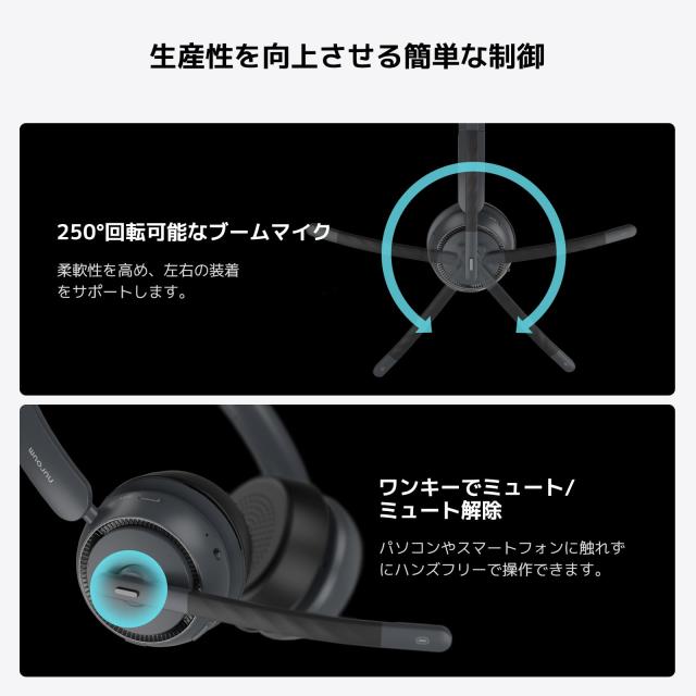 Nuroum HP31D ワイヤレス Bluetooth ヘッドセット 両耳 スタンド付き
