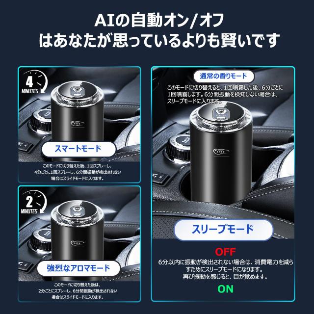 Haucey 車芳香剤 車用アロマディフューザー 超音波霧化 【除臭