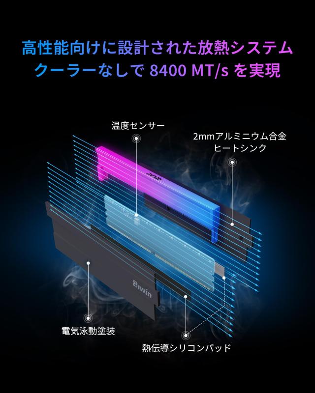 Biwin DW100 DDR5 6000MT/s (PC5-48000) デスクトップPC用メモリ 32GB（16GB×2枚） CL28 RGBライティング Intel XPM 3.0/AMD EXPO両対応_3