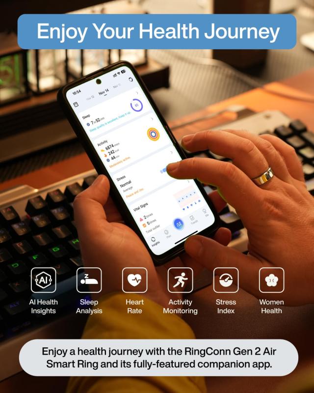 RingConn Gen 2 Air、超薄型AIスマートリング｜まずサイジングキットでサイズ確認｜バッテリー駆動10日間｜睡眠・心拍・ストレス・女性の_2