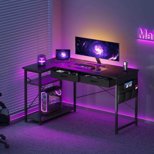 Maihail ゲーミングデスク l字デスク机pcデスク ラック付き パソコン