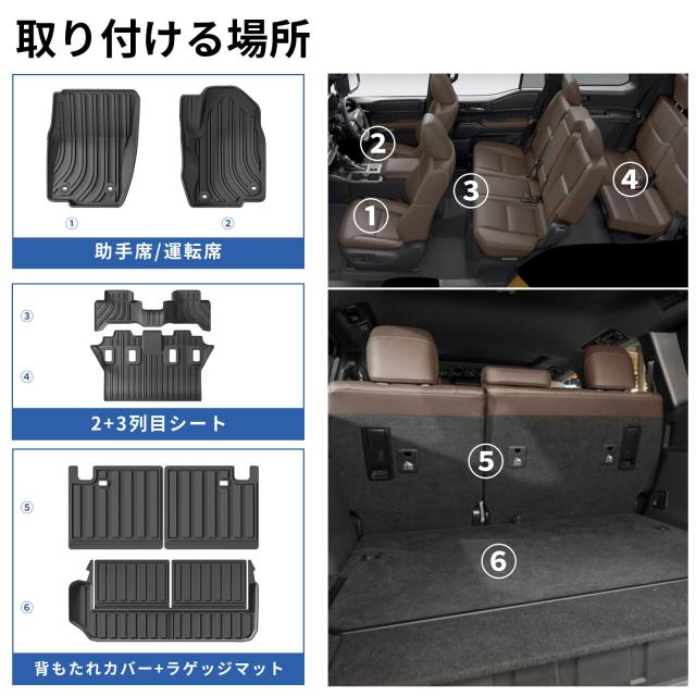ZUNDUO トヨタ ランクル250 ランドクルーザー250系 7人乗り 専用 フロアマット＆ラゲッジマット 2024年4月〜現行 Land Cruiser 250 3Dフロ