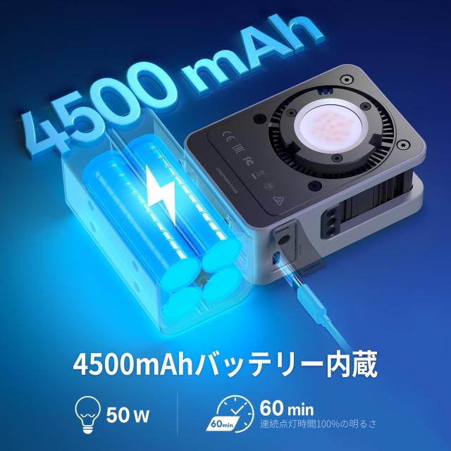公式旗艦店] ZHIYUN CINEPEER CX50 ビデオライト, 4500mAh, PD/DC給電 