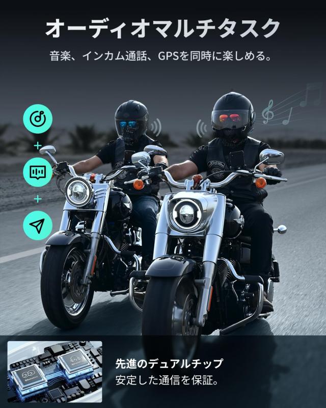 ASMAX バイク インカム S1 8人同時メッシュ通信対応 音楽ながら通話 60