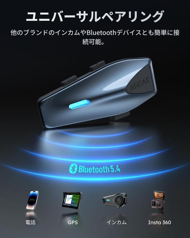 ASMAX バイク インカム S1 8人同時メッシュ通信対応 音楽ながら通話 60