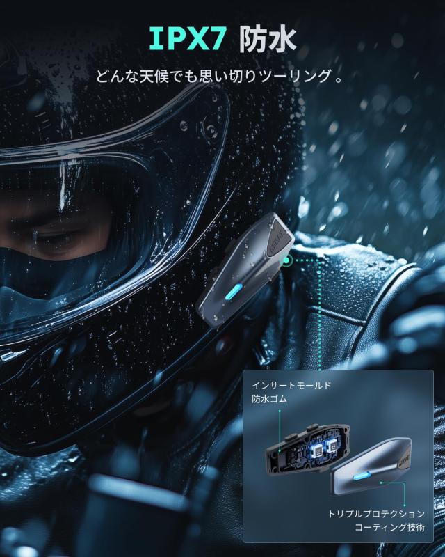 ASMAX バイク インカム S1 8人同時メッシュ通信対応 音楽ながら通話 60