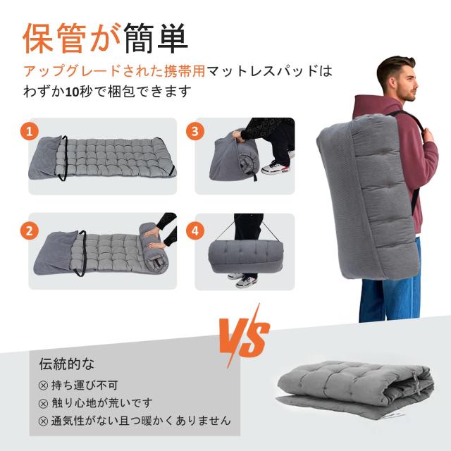 ATORPOK 簡易ベッド コット 折り畳み式 折りたたみベッド こっと アウトドアベッド，収納バッグ付き (グレー)_2