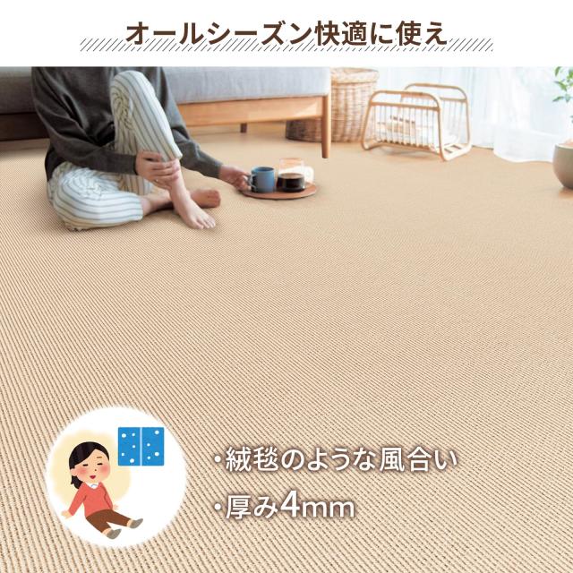 【たった3枚！江戸間4.5畳】 敷き詰めカーペット フロアタイル 敷くだけ ペット/子供対応 約261×261cm フロアマット 吸着タイプ 滑り止_3