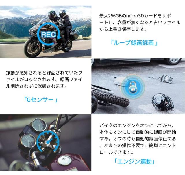 Motocam バイク用ドライブレコーダー 前後カメラ バイク用スマートモニター Carplay/AndroidAuto対応 5インチタッチパネル SONYセンサー