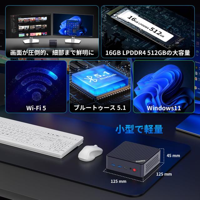 AWOWミニpc win11 Pro N100 16GB DDR4 512GB Amazon.co.jp: ミニpc 最新第12世代インテル N100 mini