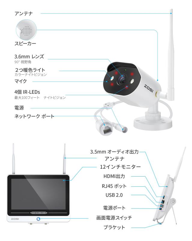 300万画素・最新Wi-Fi 6対応】ZOSI 屋外ワイヤレス防犯カメラ4台セット