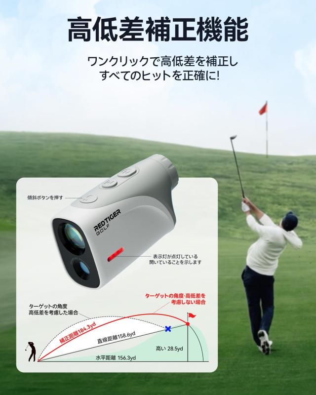 REDTIGER Mini ゴルフ 距離計 超軽量 133g ゴルフ距離計 倍率7倍