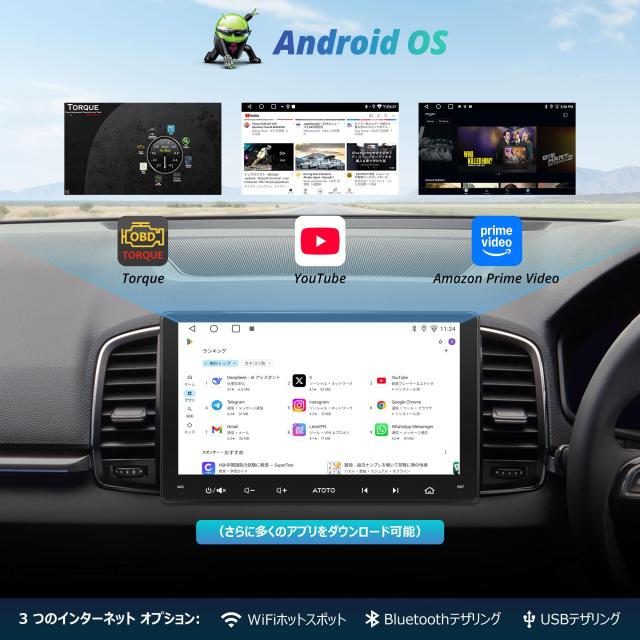 ATOTOLIFE A5L Androidナビ 2DIN ディスプレイオーディ9インチ、オーディオ一体型カーナビ、ワイヤレスCarPlay/Android Auto、GPS搭載、W_2