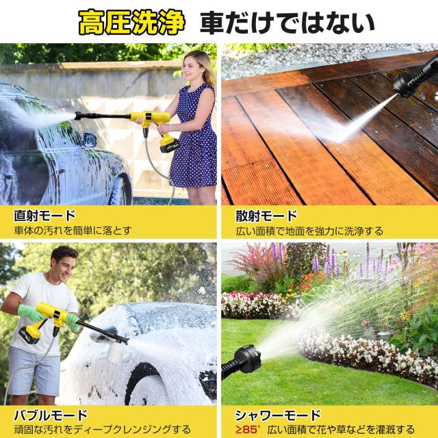 【2026新登場強化版】高圧洗浄機 コードレス 充電式 バッテリー式 洗車機 20000mAh マキタ互換バッテリー 残量表示 洗車店監修 750W 軽量_6