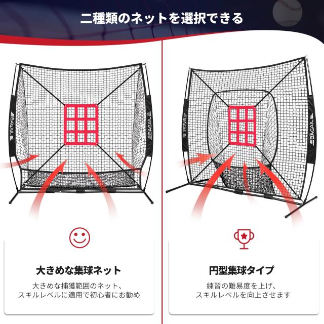 BAGIL野球ネット ベースボールネット 練習用 バッティングネット ピッチングネット スチール製 野球器具 硬式/軟式対応 打撃 投球 防球ネ_5