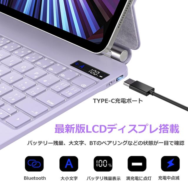 QERDAOYI マジックキーボード 2025 iPad 第11世代11 インチ A16 ＆iPad第10世代10.9インチ（A2696/A2757/A2777）に対応 日本語配列 高精度_3