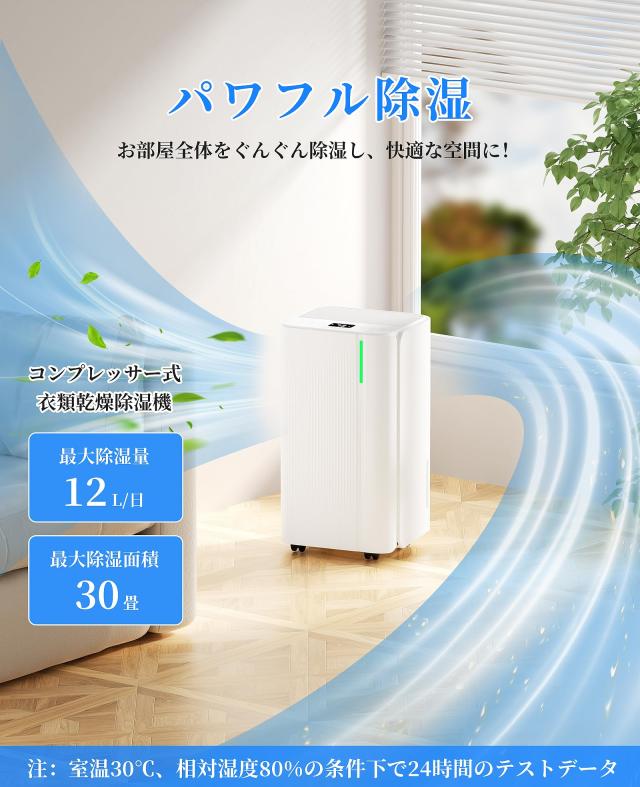 除湿機 コンプレッサー式 除湿器 12L(木造15畳・鉄筋30畳まで) 【公式