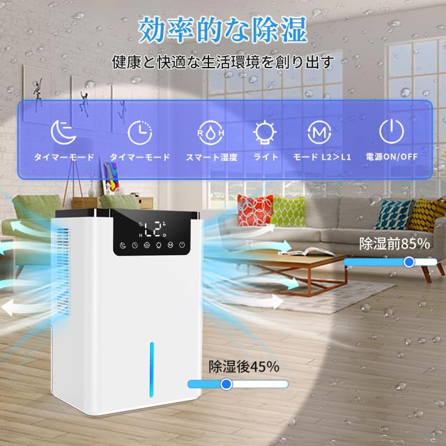 2025新型]除湿機 小型 除湿器2200ml大容量 18畳まで対応 ダブル