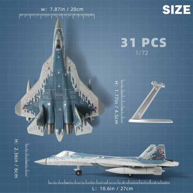 SEBUNAS 1/72スケール Su-57S 軍用航空機玩具 クイックビルドモデル