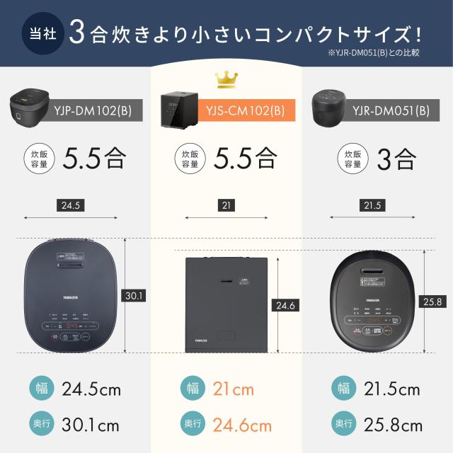 山善] 炊飯器 5.5合 マイコン式 一人暮らし 二人暮らし 3.0mm厚釜 低温