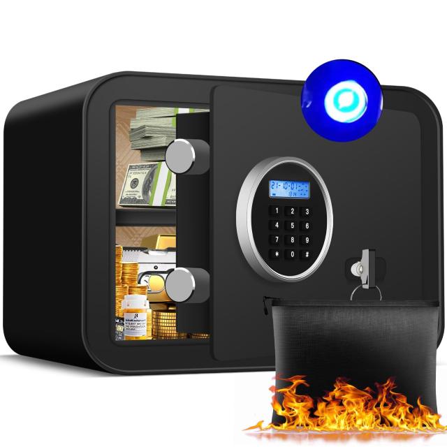 NATRKE 金庫 家庭用金庫 テンキー式 電子金庫 防犯金庫 緊急キー付き